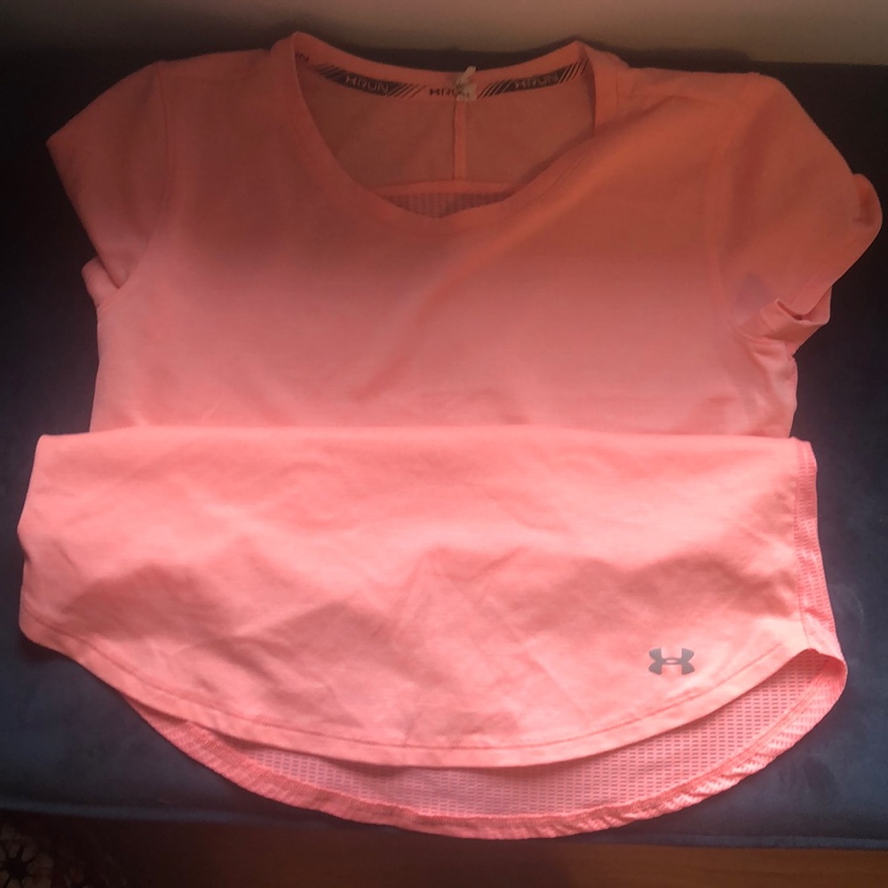 Coral Under Armour heat gear running shirt